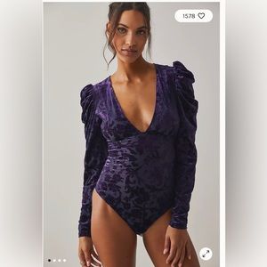 New Free People Magic Hour Bodysuit purple size M velvet
